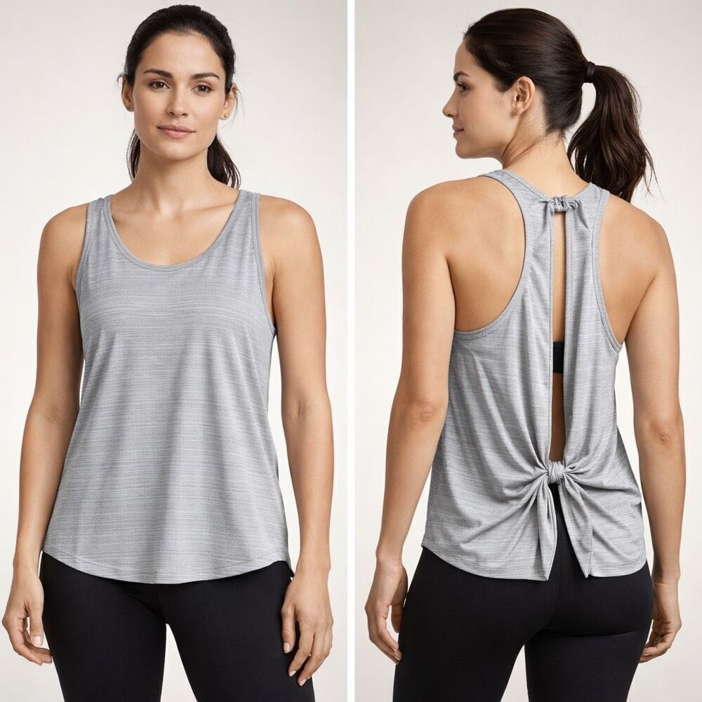 Athleta Open Back Tank Top XS Gray Lightweight Athletic Yoga
